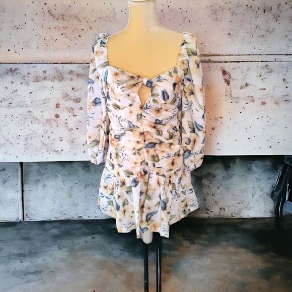 Avantlook Puff Sleeve Pleated Dress Size Large - Picture 2 of 10